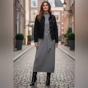 Anthropologie Rails Mila Merino Wool & Cotton Turtleneck Belted Sweater Dress